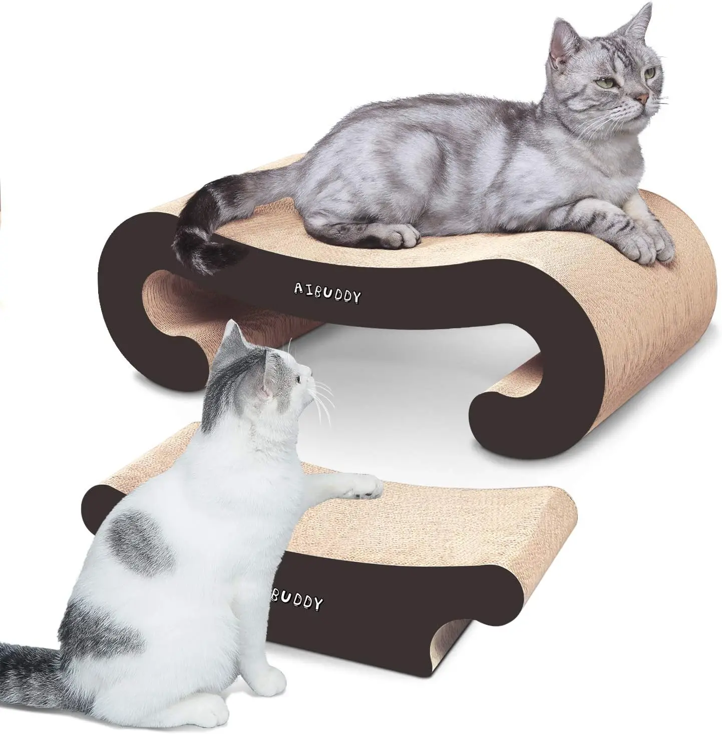 

Aibuddy Rascador para gatos, 2 1, alfombrilla para rascar gatos, cama con hierba gatera, cartón duradero y construcción (55 x