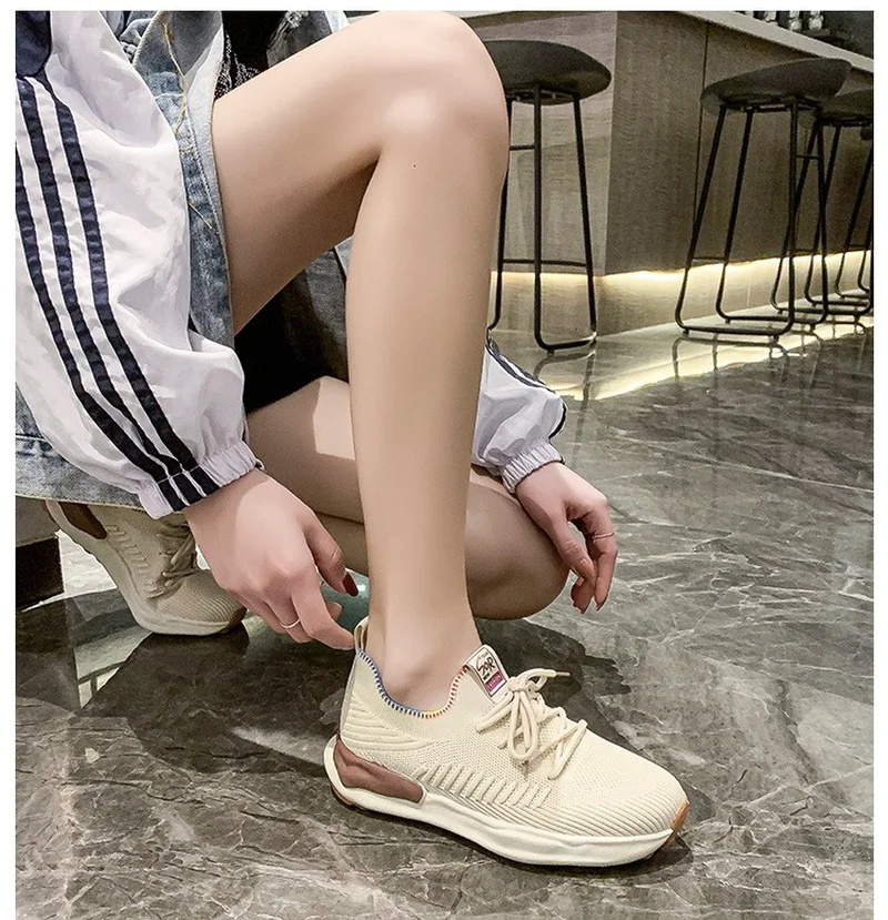 brand design women shoes mesh breathable fashion sneakers lady shoes woman lace-up low cut casual sport shoes platform sneakers