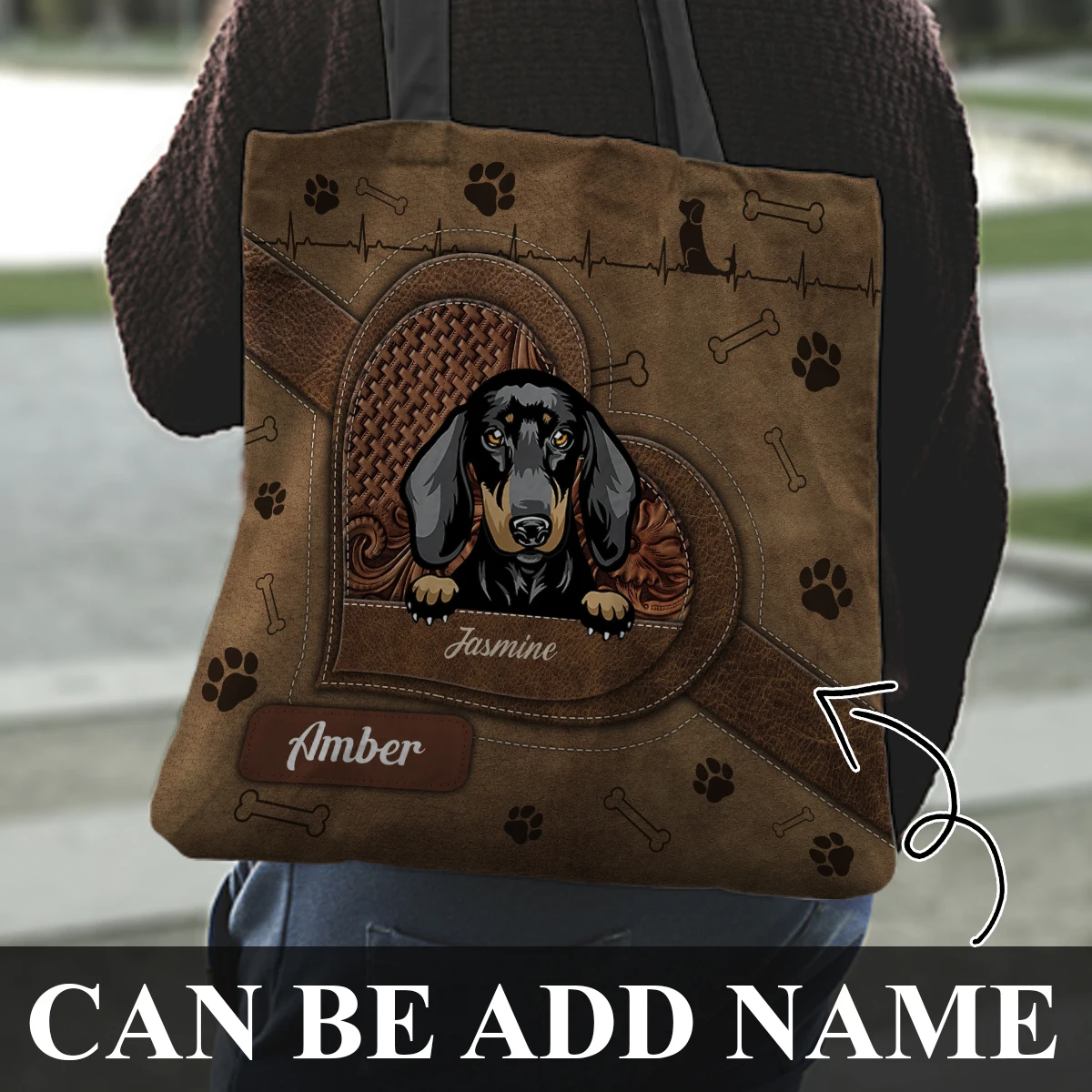 

Personalized Dachshund Women Bag Dog Lovers Gift Shopper Bags Handbag Large Capacity Vintage Shoulder Bag Fold Linen Fabric Bag