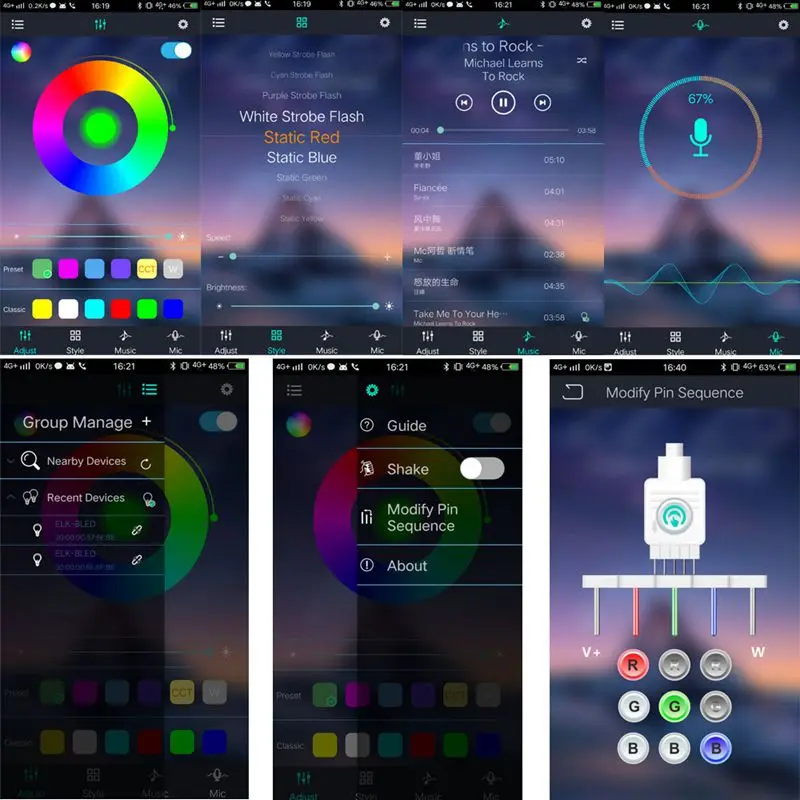 Мини Беспроводная Bluetooth-совместимая светодиодная полоса освещения RGB управление