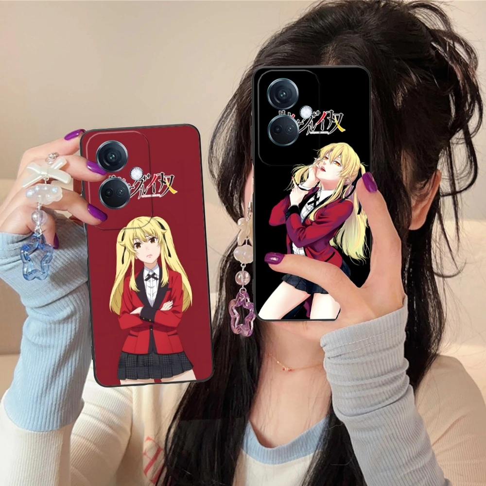 Kakegurui Mary Anime Mobile Cell Phone Case for OPPO Find X5 X3 X2 A93 Reno 8 7 Pro A74 A72 A53 Black Soft Cover Shell