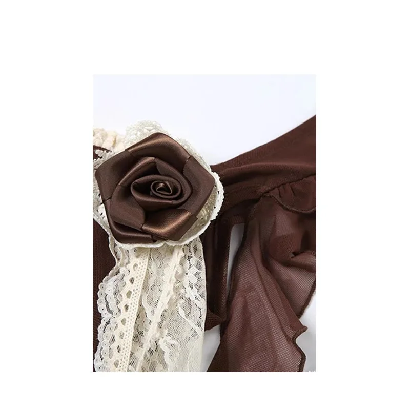 Майка женская сетчатая кружевная Асимметричная с оборками на краях