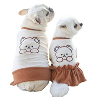 ins style korean dog dress summer thin clothes for small dogs bear embroidery puppy cat bichon chihuahua french bulldog t shirt