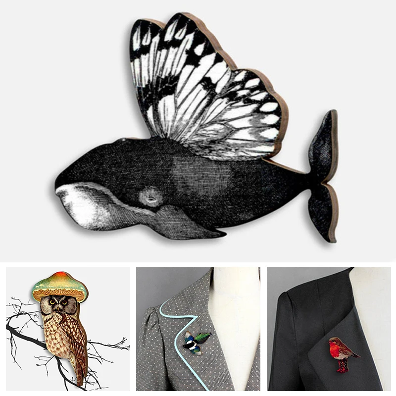 1 шт. деревянная брошь в виде птицы стиле ретро | Украшения и аксессуары