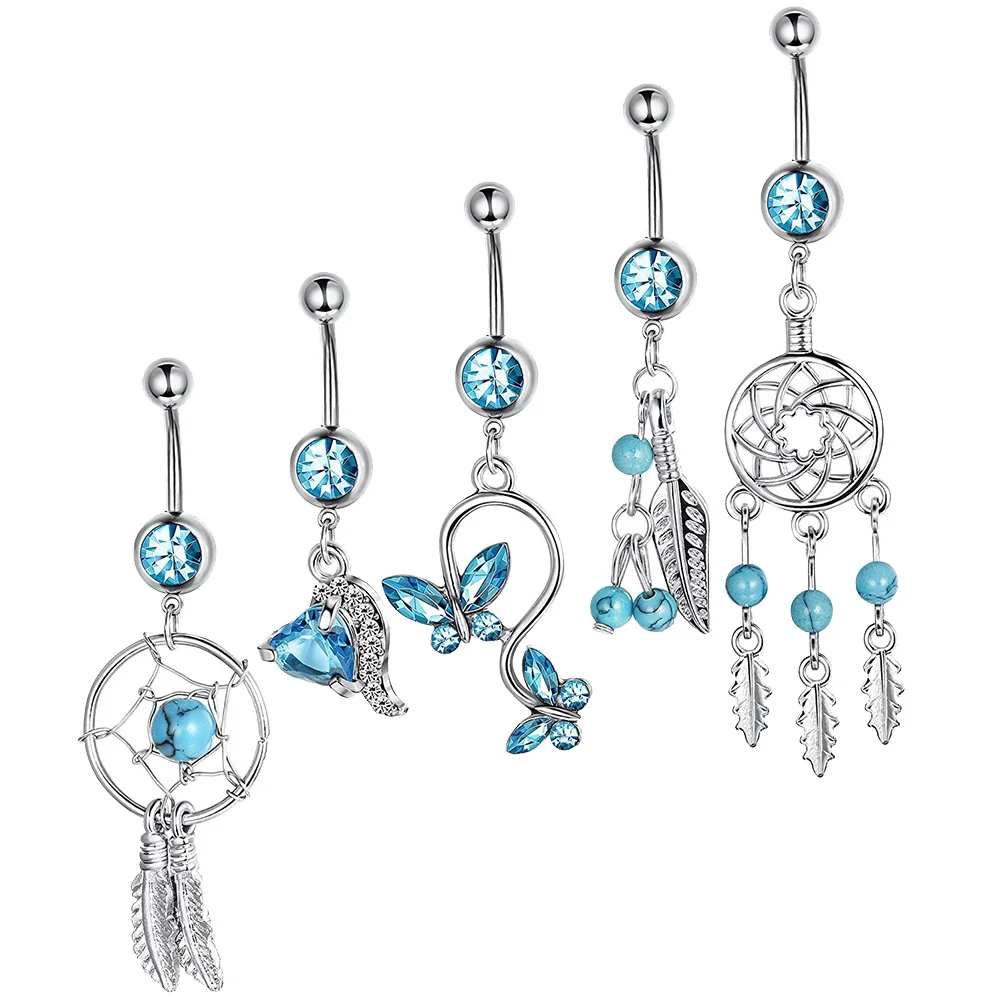 

5 Pcs of Belly Ring Decor Navel Ring Belly Button Ring for Woman Female Girl