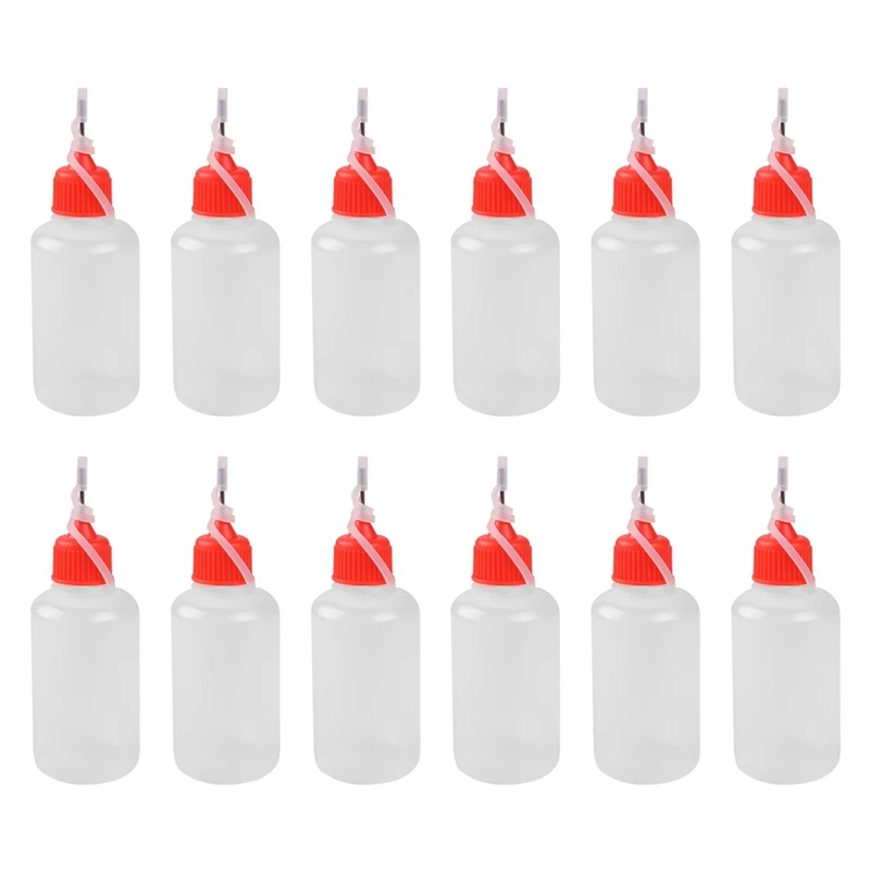 12 Pcs Needle Tip Glue Bottle Set 30 ML Plastic Dropper Bottles Kit For Small Gluing Projects Paper Quilling DIY Craft