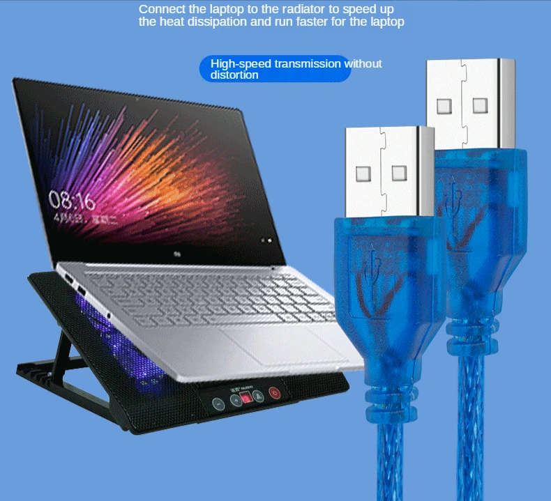 

Double Head USB Male To Male Connection Cable Transparent Blue Magnetic Ring Extended Data Pure Copper Core Cable Hard Disk