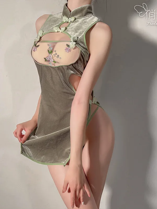 Сетчатое кружевное мини-платье женское белье с вышивкой и цветами