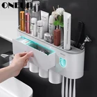 ONEUP Магнитная настенная подставка для зубных щеток, монтируемая на 234 стакана, дозатор для зубной пасты, органайзер для макияжа, набор аксессуаров для ванной комнаты
