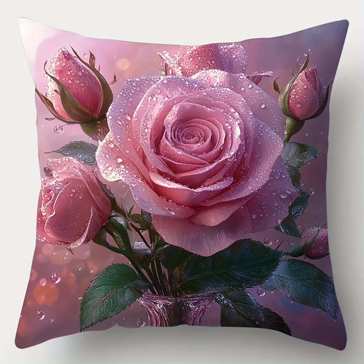 

Красивая роза с принтом, домашний декор, наволочка для спальни, гостиной, дивана, украшение, полиэстеровая наволочка с застежкой-молнией