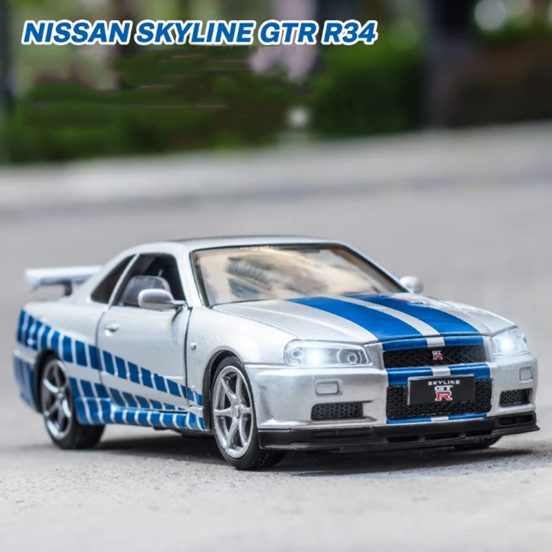 Модель автомобиля Nissan Skyline Ares GTR R34 металлическая 1:32 | Игрушки и хобби
