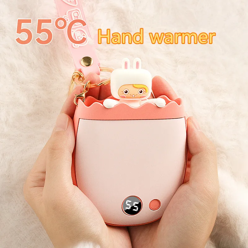 

2022 New Winter Mini Hand Warmer USB Rechargeable Portable Power Bank Mini Cartoon Electric Heater Digital Display Temperature