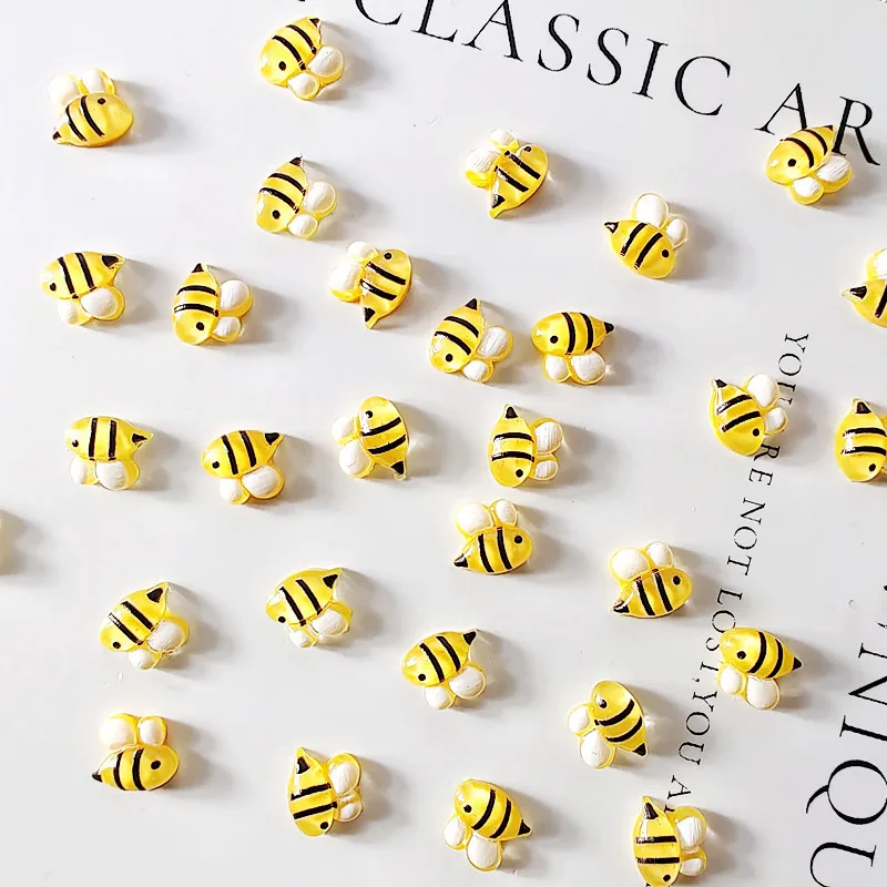 

50Pcs/Lot New Resin Cartoon Nail Art Jewelry Bee Cartoon Puppy Cherry For Mobile Phone Shell DIY Nail Sticker Drill Wholesale