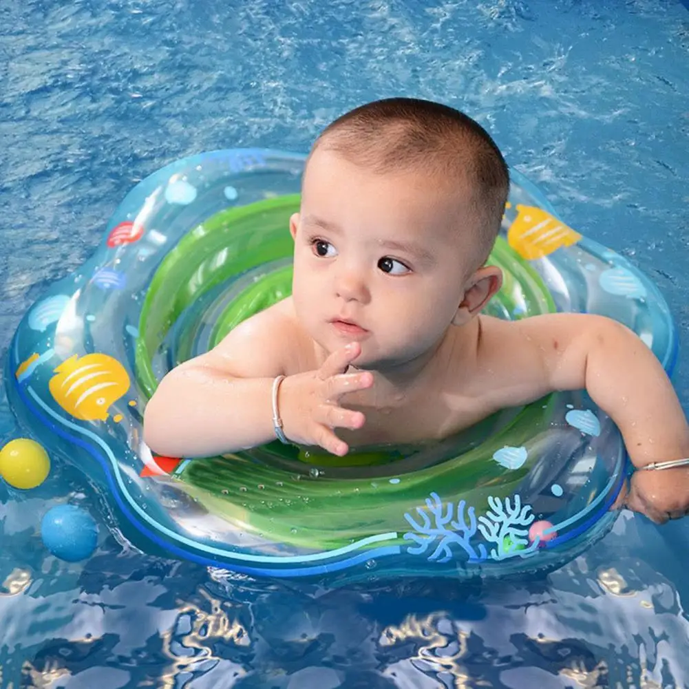 

Baby Swimming Floats Double Layers Baby Swimming Float Ring with Safety Seat Inflatable Swimming Ring Floats Toy Aid Supplies