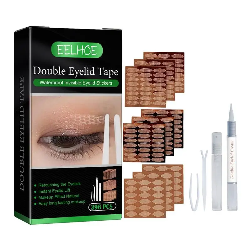 

396pcs Eyelid Tape Sticker Invisible Double Fold Eyelid Lace Paste Clear Beige Stripe Self-adhesive Natural Eye Tape Makeup Tool