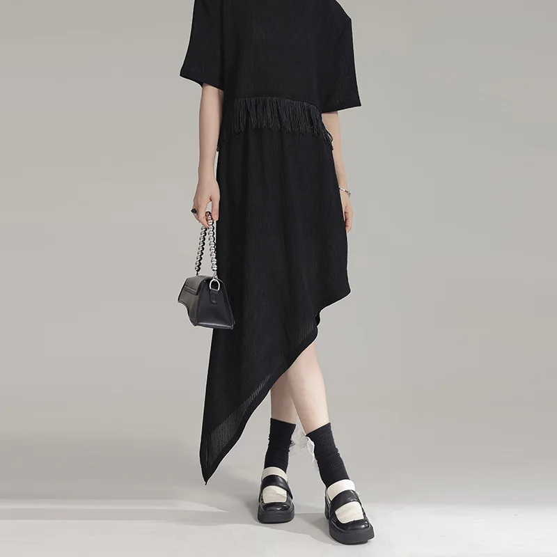 Женская трикотажная юбка асимметричного покроя модная дизайнерская летняя в