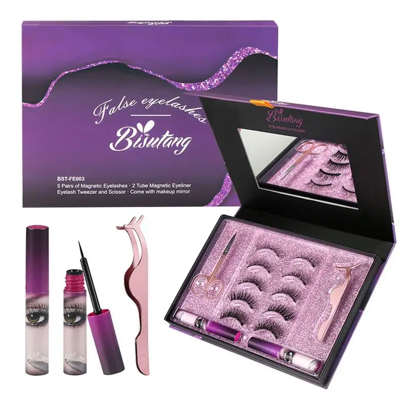 

Magnetic Fake Eyelashes Glue-free Water Resistance Makeup Tools Natural Magnetic Eyelash Tweezer Eyeliner Fake Eyelashes Makeup