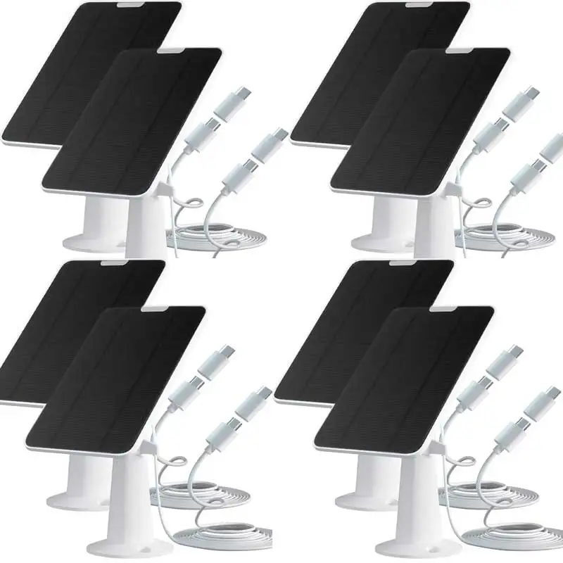 8-Pack Waterproof 5V 6W Solar Panel for Security Camera Eufycam 2C/2C Pro/2/2 Pro/E20/E40/E Reolink Argus Eco/2E/PT/3 Pro etc.