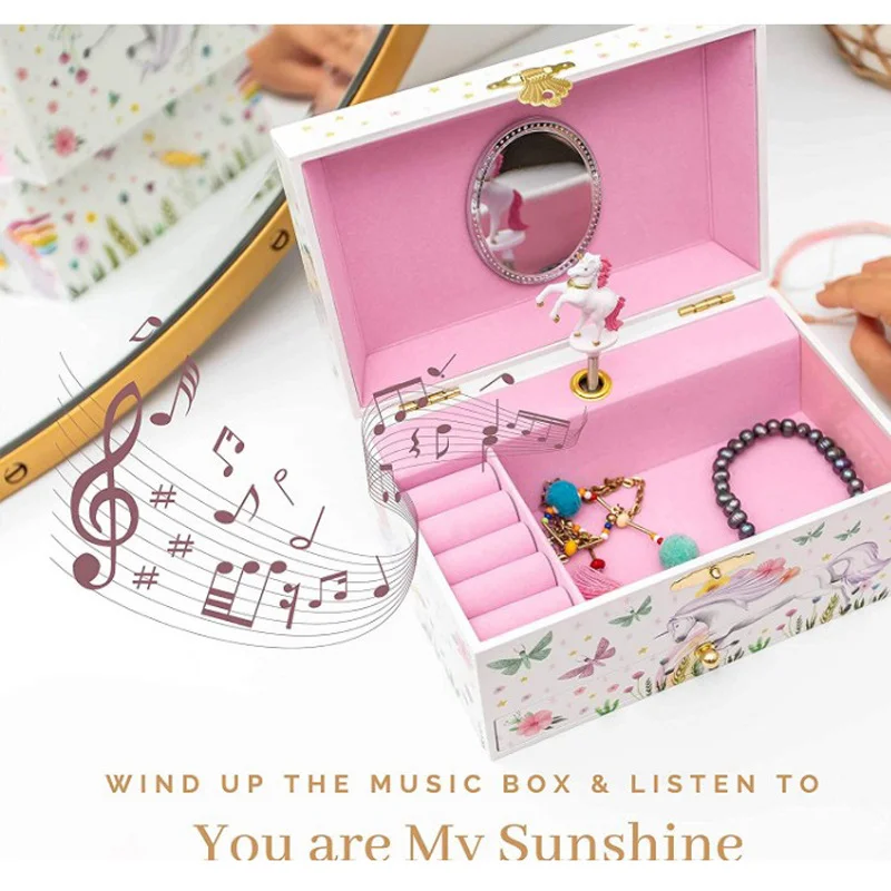 Unicorn Jewelry Storage Box and Packaging Children's Music Box Multi Functional Jewelry Display Box Birthday Gift