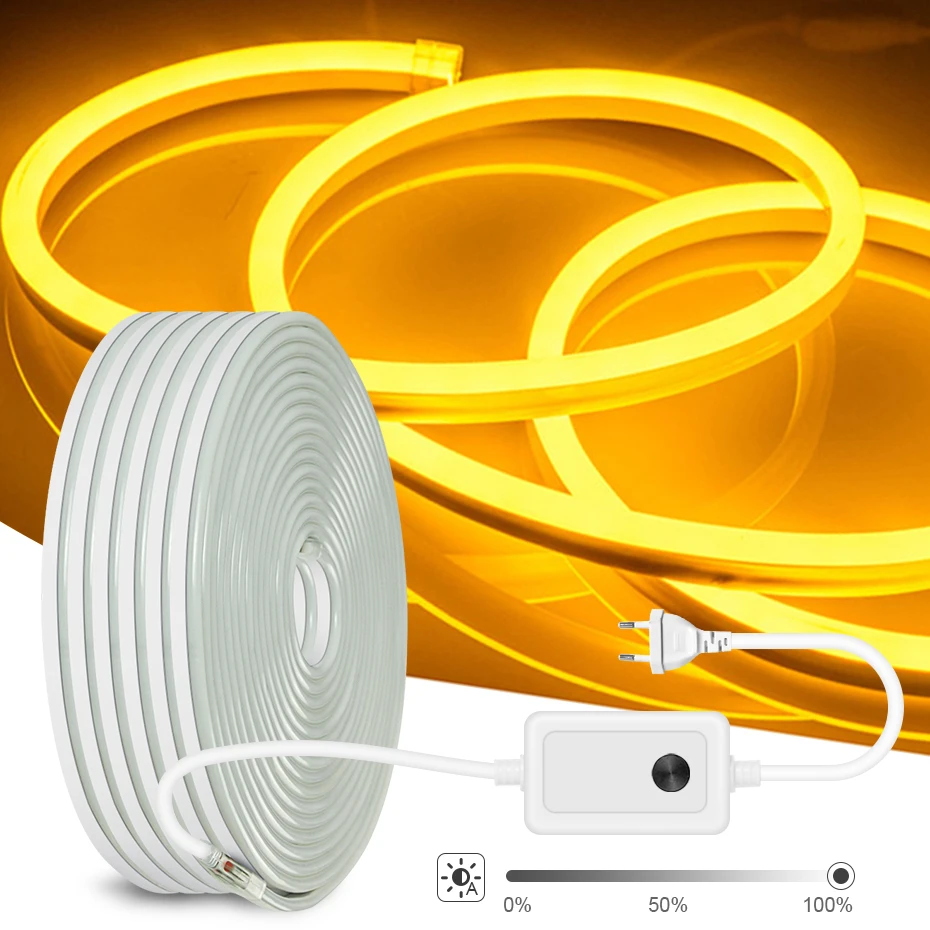 

220V LED Neon Strip Light 120LEDs/M Flexible Ribbon SMD2835 Waterproof Dimmable Led Tape Warm/White/Red/Green/Blue/Pink/Yellow