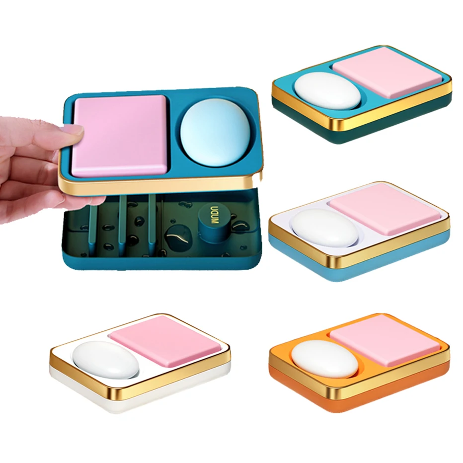 Ванная мыльница коробка 2-секционная дренажная подставка душевой хранения стойка лоток контейнер креативный безводный.