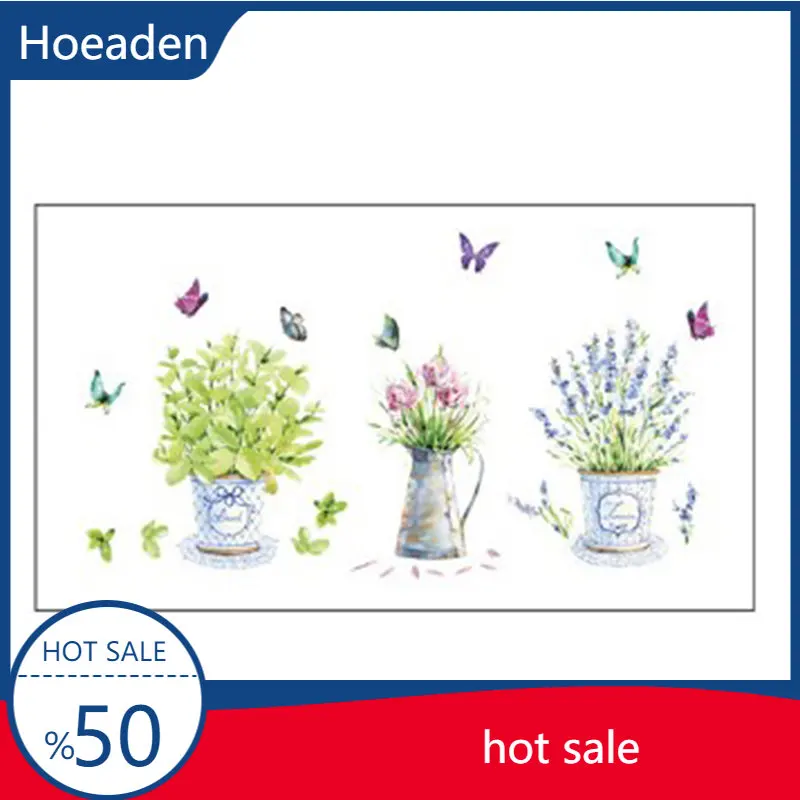 

DIY Wall Stickers Home Decor Potted Flower Pot Butterfly Kitchen Window Glass Bathroom Decals Waterproof Wall Stickers