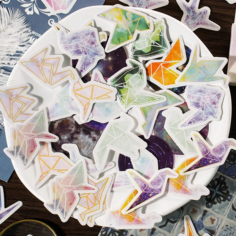 

46Sheets Box-packed Stickers Thousand Paper Cranes Series Thousand Paper Cranes Theme Hand Account Decorative Materials