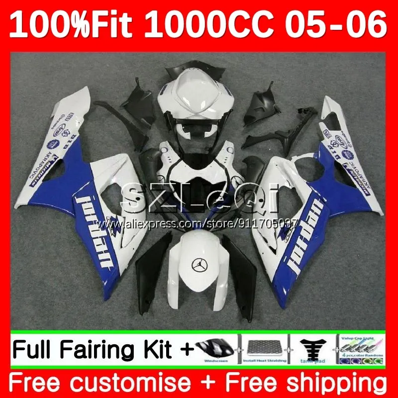 

Бело-синяя инъекция для SUZUKI GSX-R1000 GSXR 1000CC 1000 CC K5 GSXR1000 05 06 GSX R1000 2005 2006 обтекатель 90LQ.37