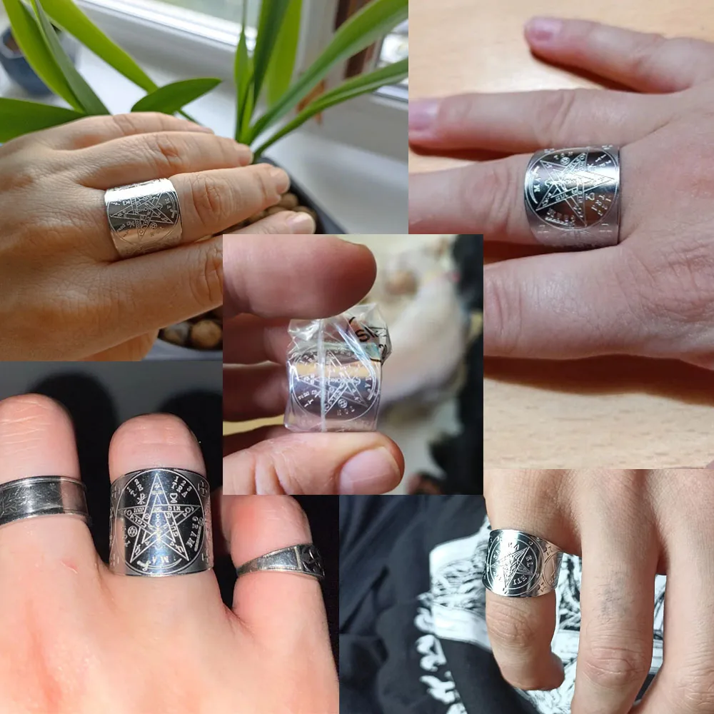 Фото COOLTIME пентаграмма мужское кольцо из нержавеющей стали Tetragrammaton кольцо имя Бога амулет Соломон викканские украшения №5