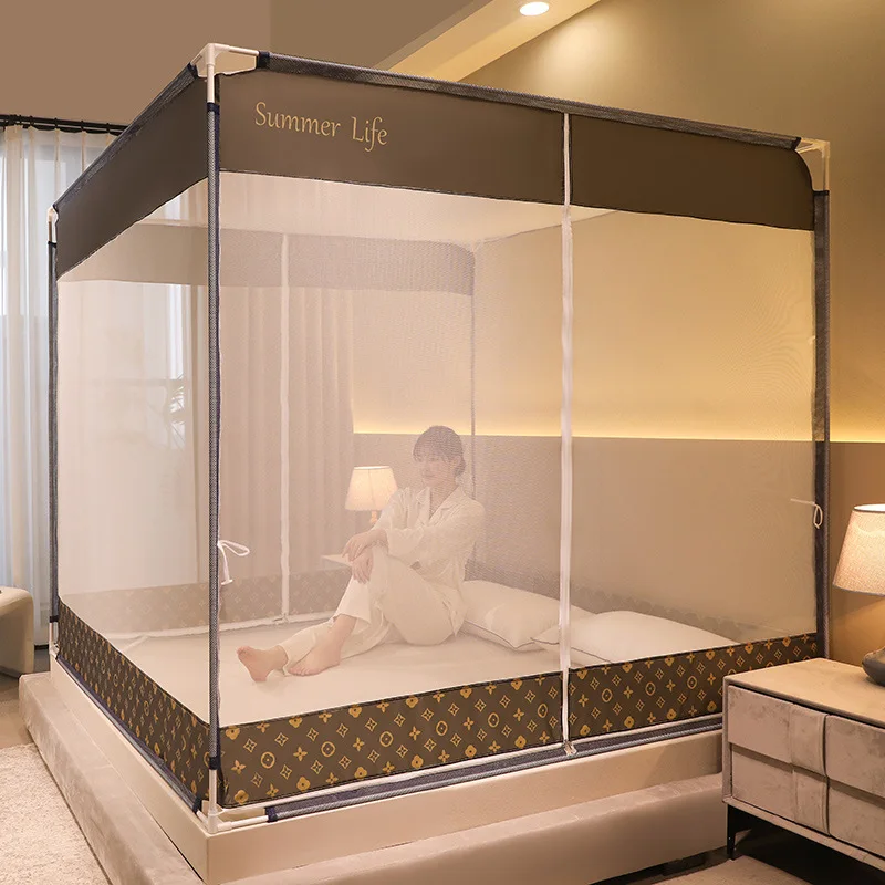 

New High-Grade Mosquito Net Children's Anti-Fall Mosquito Net Household Installation-Free 3-Door Baby Thickened Mongolian Bag