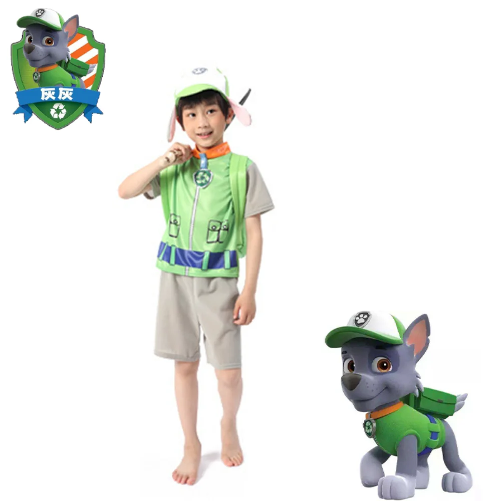 

Paw Patrol Costume Kids Creative Cartoon Cosplay Rocky Stage Performance Outfit Garments For Boy Christmas Gift