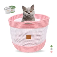 durable cats bag 2 in 1 function breathable portable braided mesh cat bag outdoor easy handle wear resistant for small pets