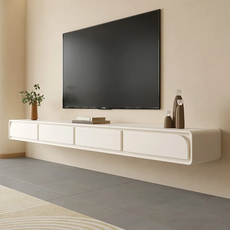 

XK Cream Wind Hanging TV Cabinet and Tea Table Combination Hanging Simple and Light Luxury TV Stand