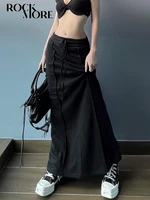rockmore fashion black straight long skirts for women y2k streetwear retro maxi skirt korean casual baggy fairycore outfits 2022