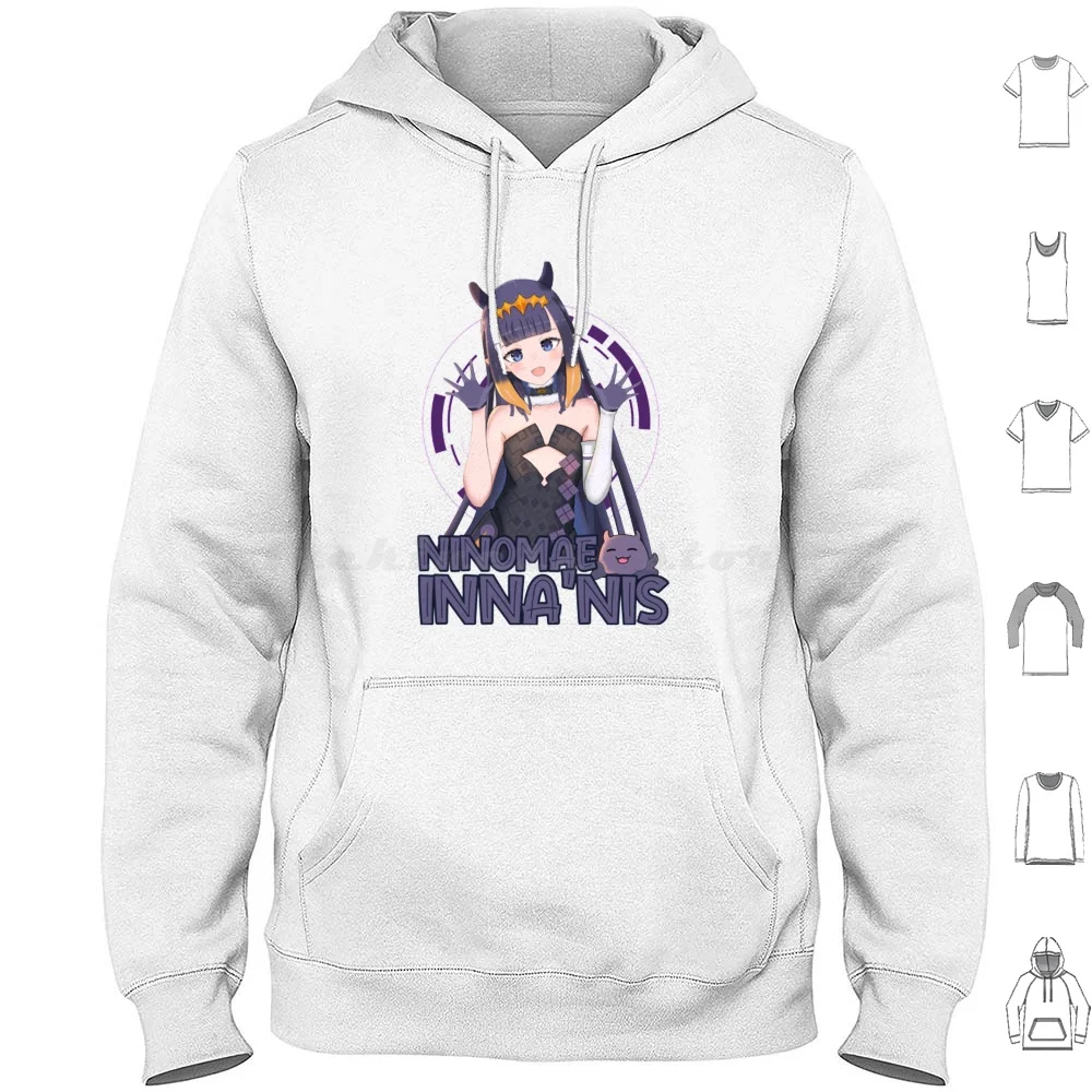 Хлопковая толстовка Ninomae Inanis с длинным рукавом Hololive Gawr Gura Vtuber Anime Takanashi Kiara Holomyth