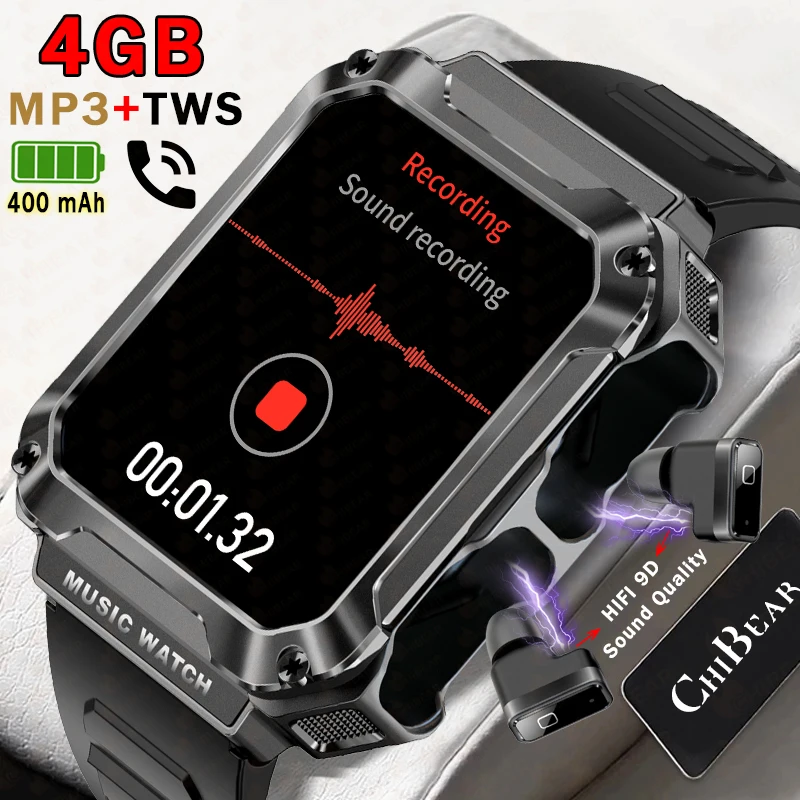 

2023 New Smart Watch 3 in 1 Wireless Headset 4GB Memory Local Music Player 400 mAh Battery Bluetooth Call Smartwatch Men Women