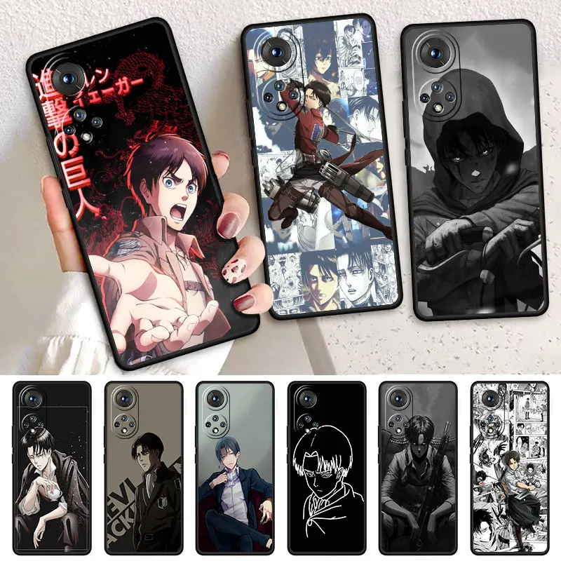 Luxury Fashion Case for Huawei Y9 10 Pro Y70 Plus Y7 Y6 Y90 Nova 8 9 SE 10 Y8s 8i Nova 8i Nova 10 Black Anime Attack On Titan