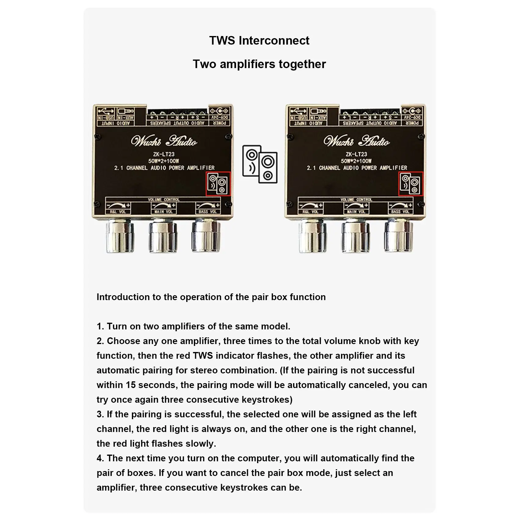 ZK-LT23 2 1-канальный модуль платы аудиоусилителя Bluetooth 50 Вт + 100 сабвуфер TWS True Wireless Audio