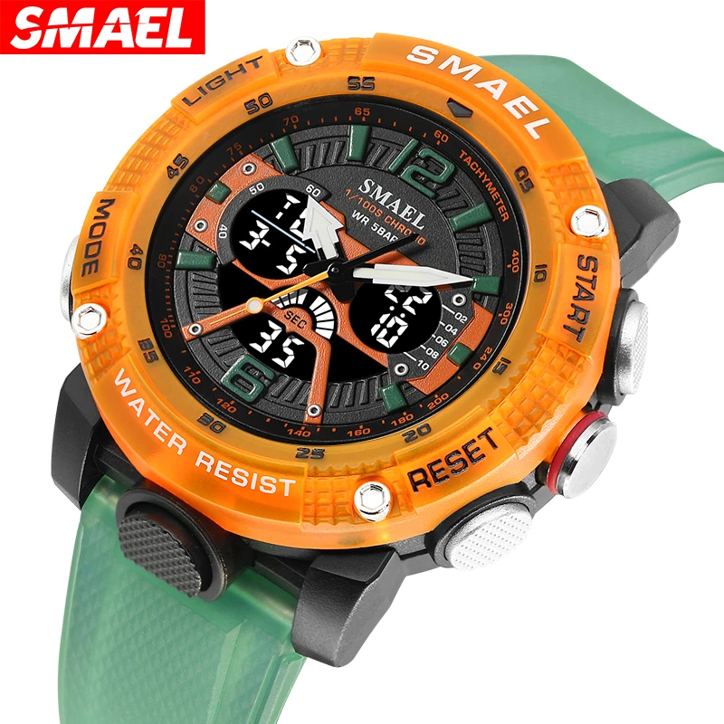 

SMAEL Men Quartz Sport Watches Waterproof Clock Digital LED Display Analog Stopwatch Alarm Clock 8058 Wrist Watch For Male