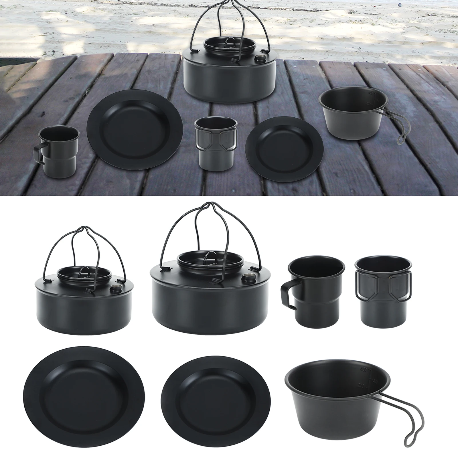 

Уличный чайник, кофейник, чайник для кемпинга, круглая посуда, тарелка, столовая посуда, посуда для кемпинга, для рыбалки, пикника на природе