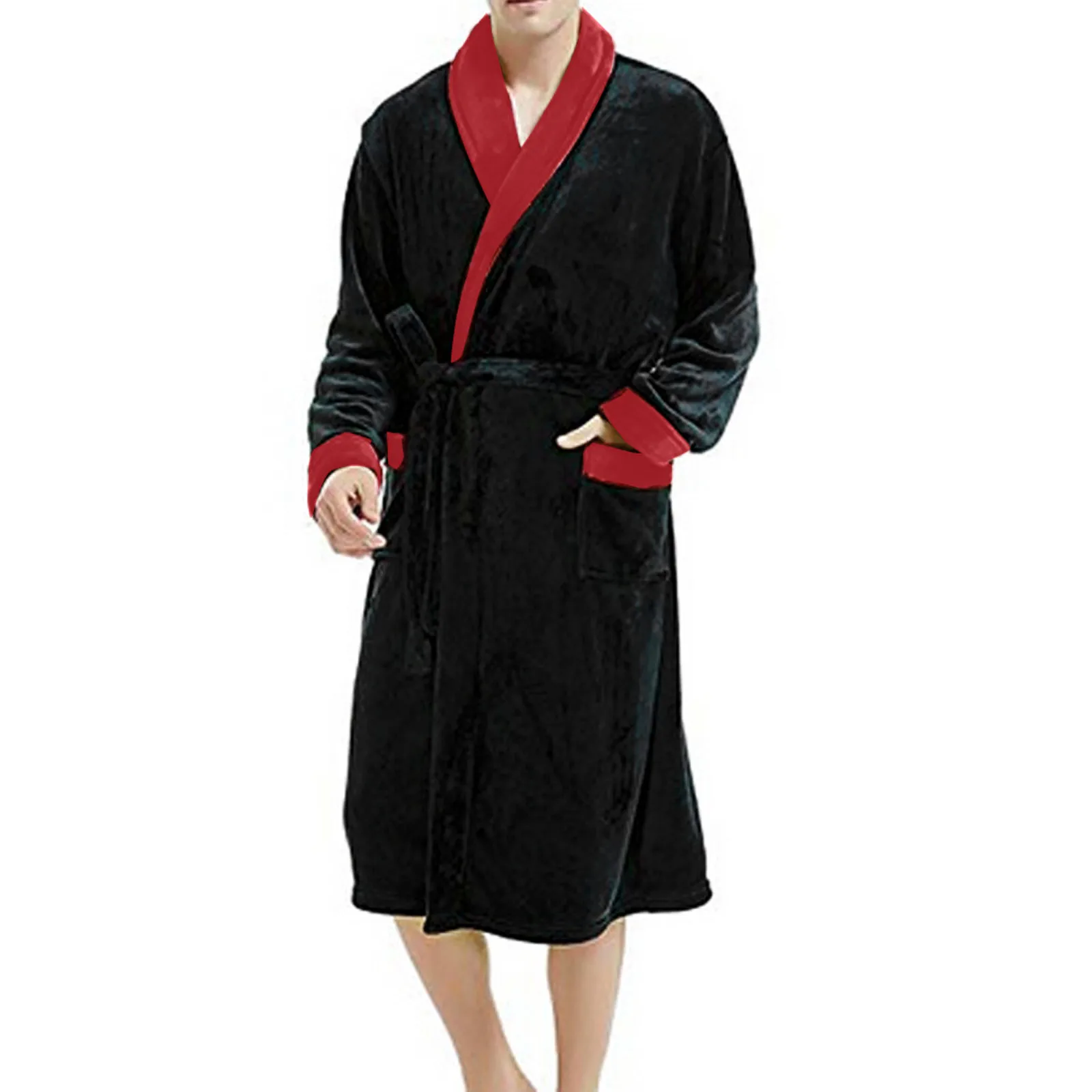 

Men's Winter Lengthened h Shawl Bathrobe Home Clothes Long Sleeved Robe Star Long Sleeve Shirt for Women underneath Clothes