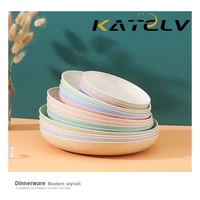 4pcs dinner plate set wheat straw eco friendly bpa free biodegradable picnic fruit snack plate bone dishes kitchen accessories