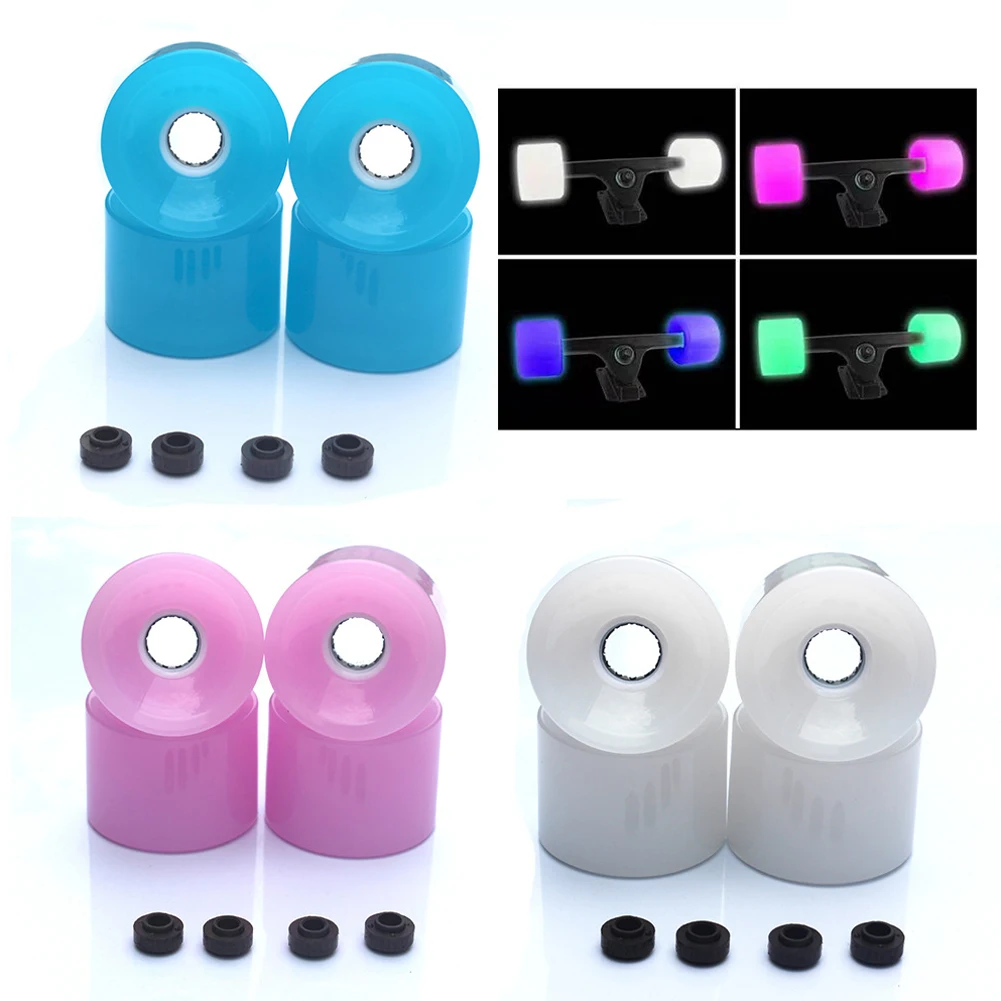 

4Pc PU Skateboard Longboard Skate LED Wheels 70x51mm With Bearings Spacers Northern Lights Fog Wheel Four-Wheel Maple With Shaft