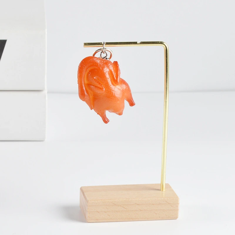 

New Mini Roasted Chicken Keychain Creative Fashion Food Simulation Roast Duck Photography Model Car Bag Pendant Ornaments Gift