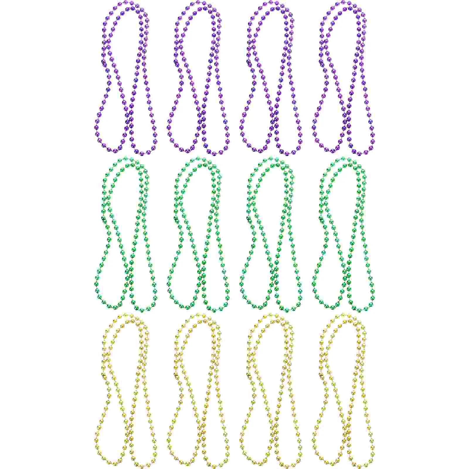 

12Pcs Carnival Festive Necklace Beaded Design Neck Chain Decorative Beaded Bracelet Decor
