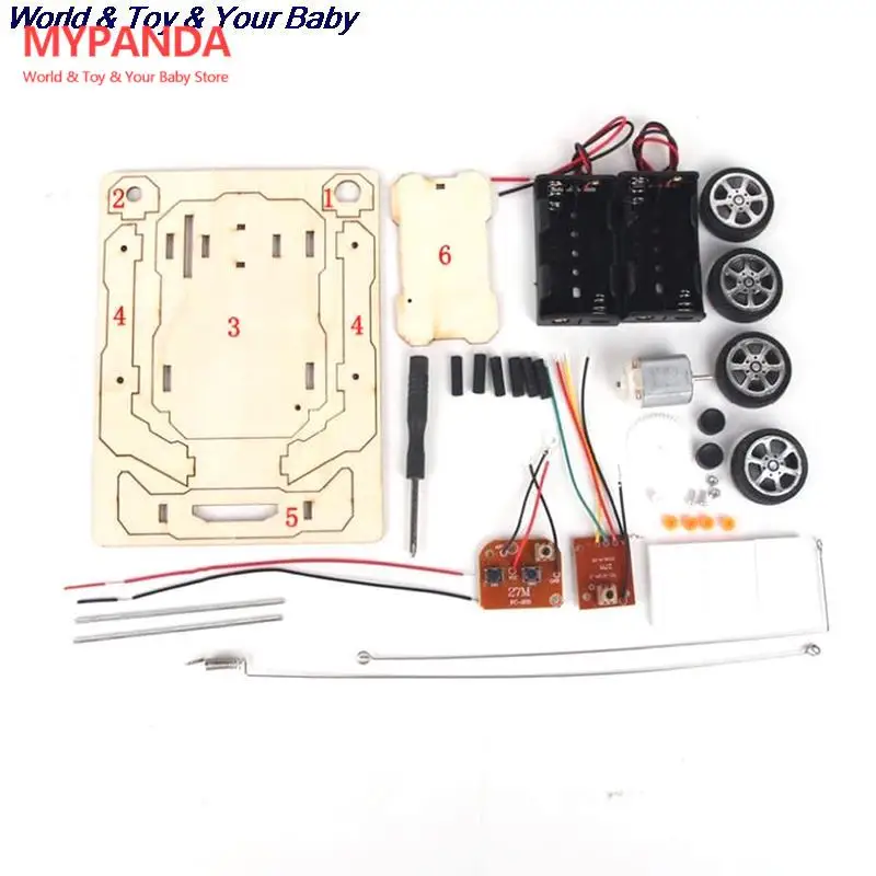 

Wireless Remote Control Car Assembly Educational Science Experiment Kit Kid Wooden DIY Assembly Electric Toy
