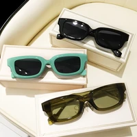 new trendy green rectangle sunglasses women 2022 brand designer tortoise shell sun glasses square decor men shades eyewear uv400