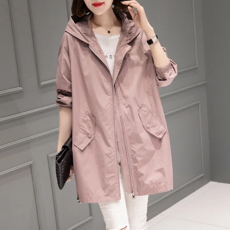 Spring Windbreaker WomenTrench Long Coats 2023 New Solid Color Temperament Casual Long Coat Women Jacket
