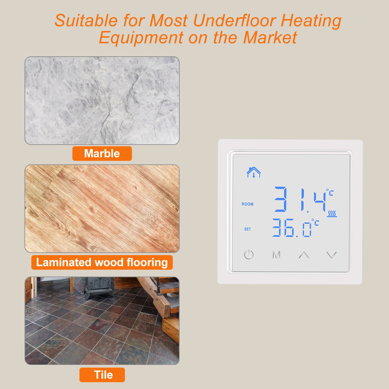 Умный термостат для теплого пола 16 А светодиодный сенсорный экран 85-265 в