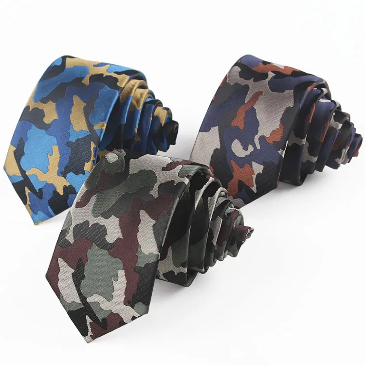 

New Tide Men's Young Person Camouflage Narrow Tie 6cm Polyester Necktie Casual Daily Party Suit Accessories Wholesale